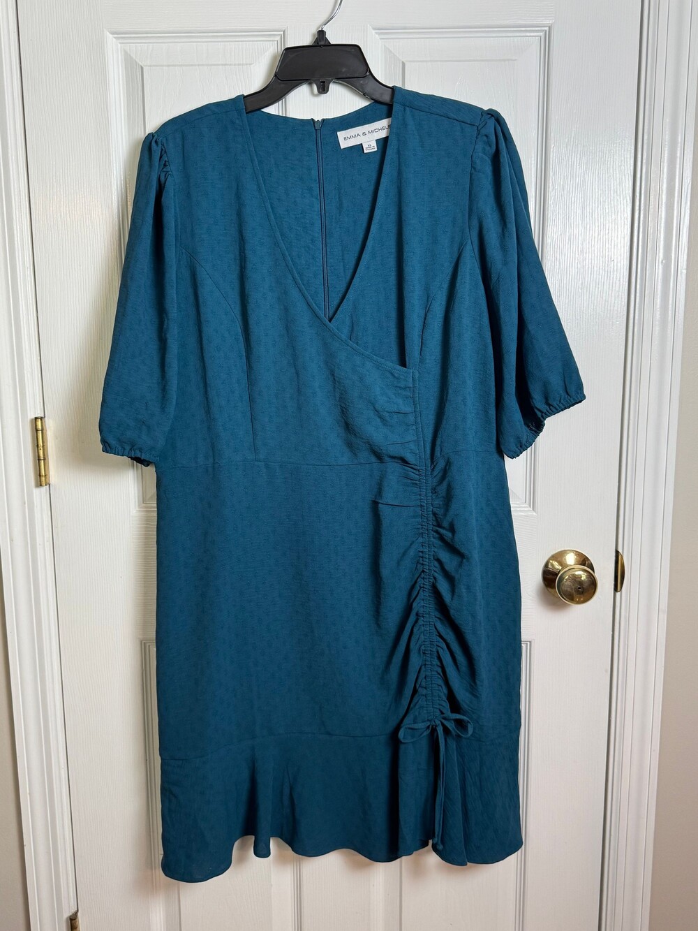 Emma & Michele XL Dress 3/4 Sleeve Ruched Side Tie